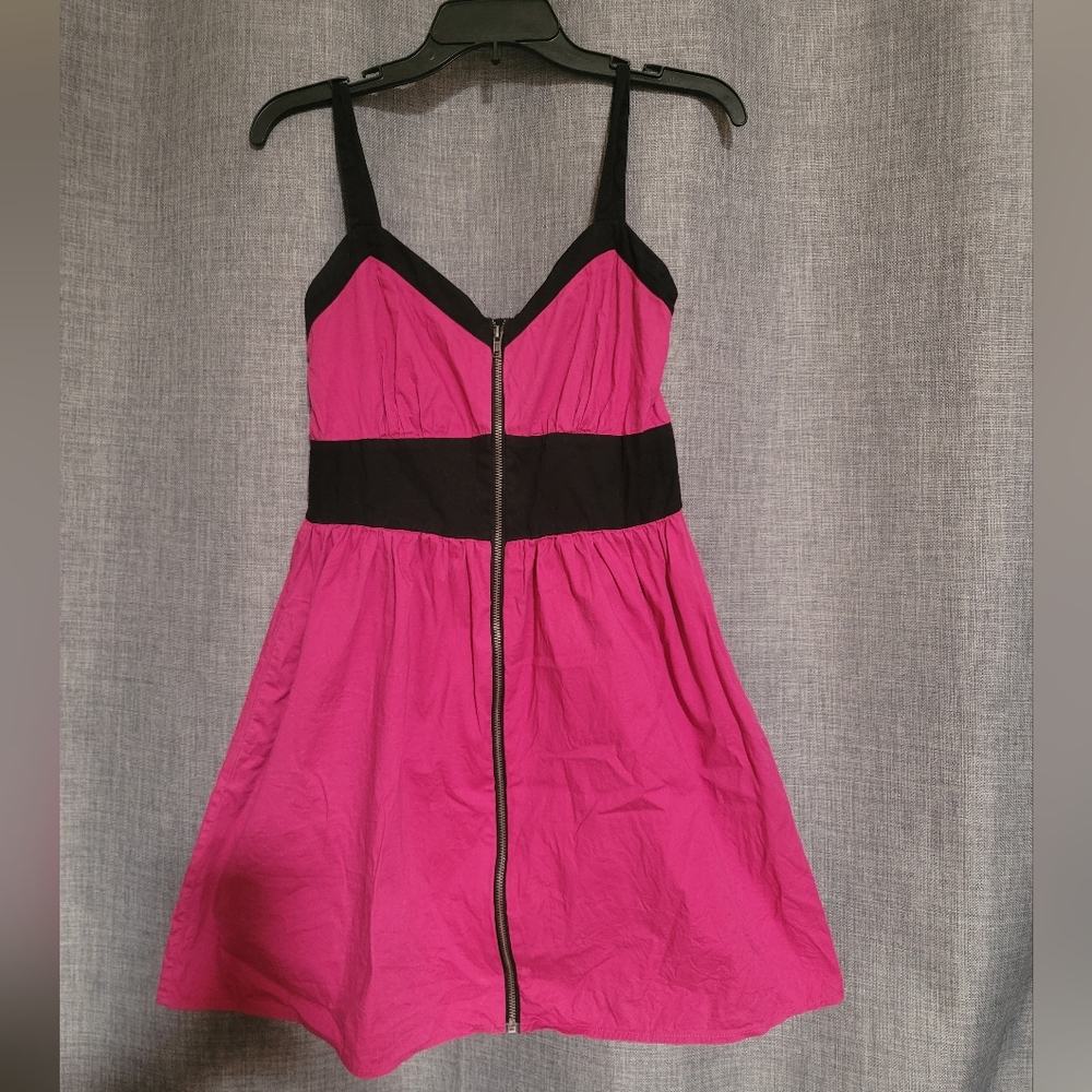 Pink and Black Zip Up Dress
